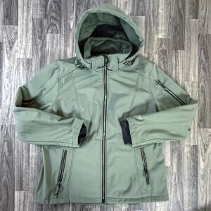 Free Country Softshell Hooded Jacket Green XL Sherpa Lined Full Zip Pockets